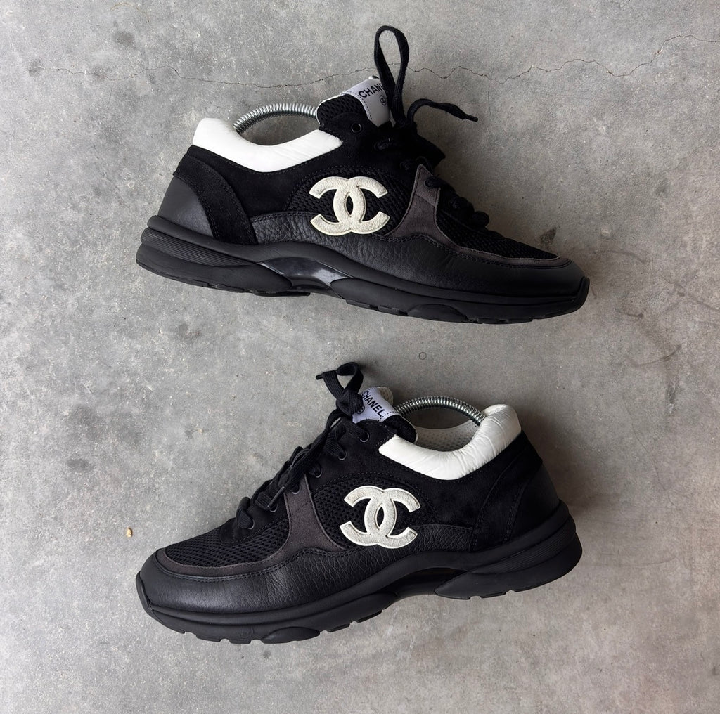 Chanel Black CC Trainers 43