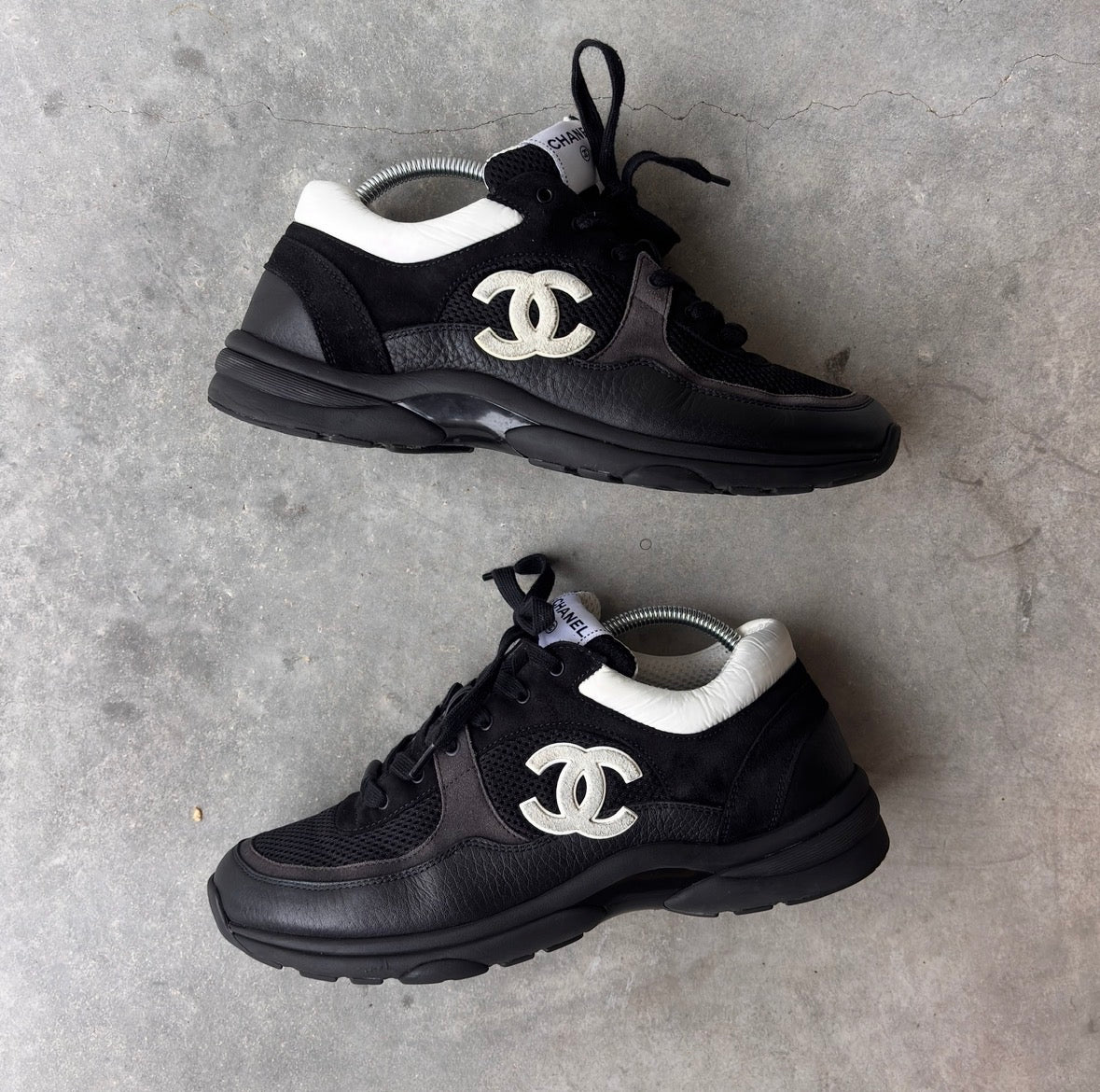 Chanel Black CC Trainers 43
