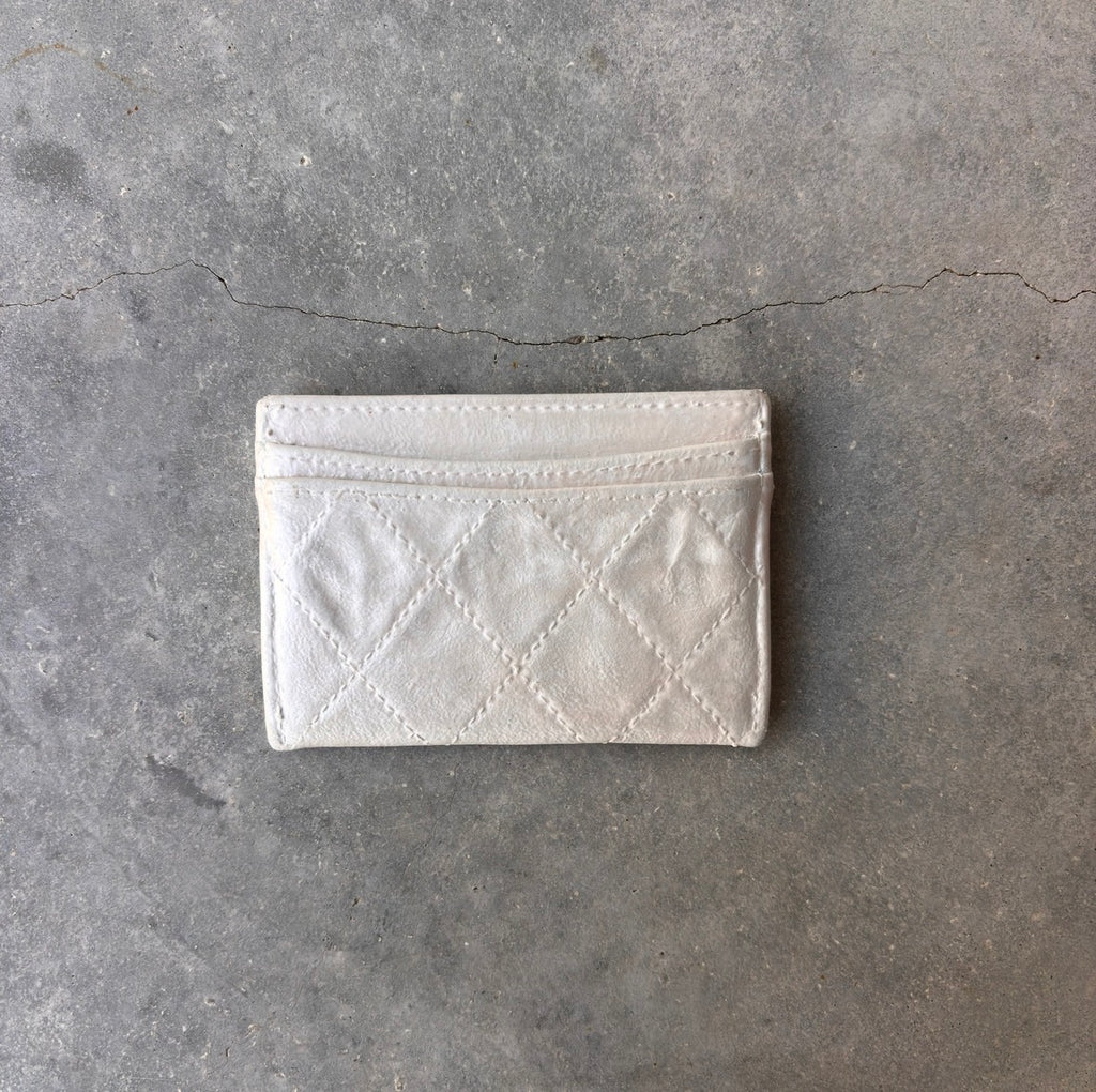 Chanel White Quilted CC Cardholder