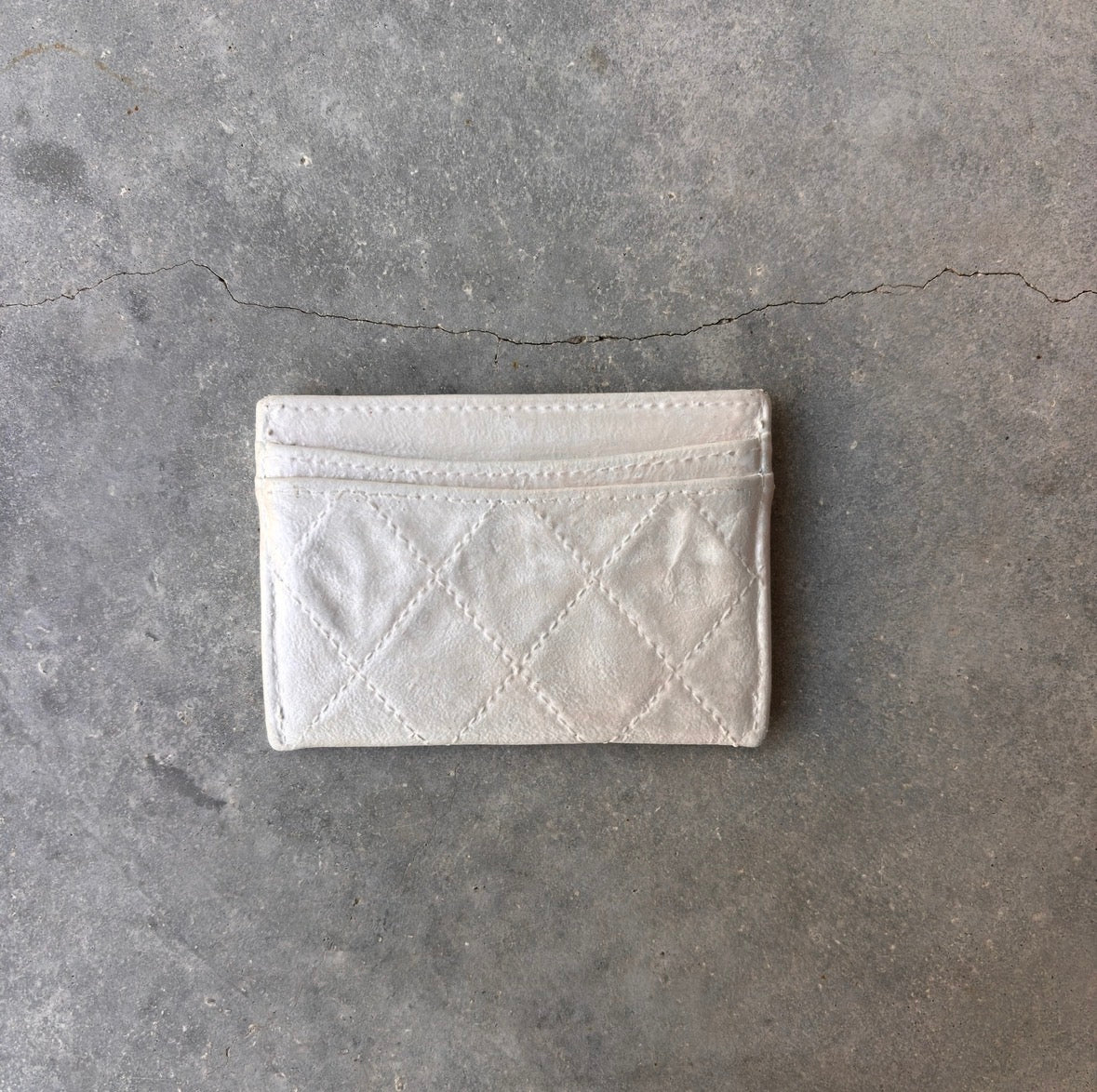Chanel White Quilted CC Cardholder