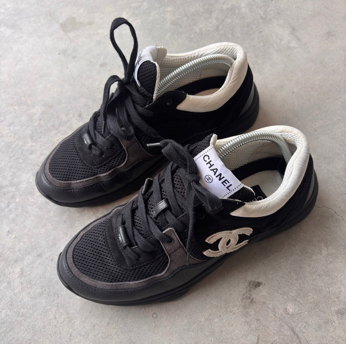 Chanel Black CC Trainers 43