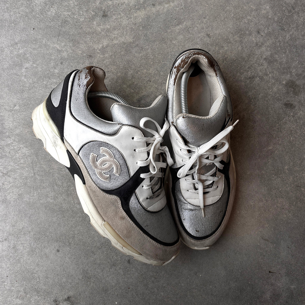 Chanel 2015 Silver/Metallic CC Sneakers