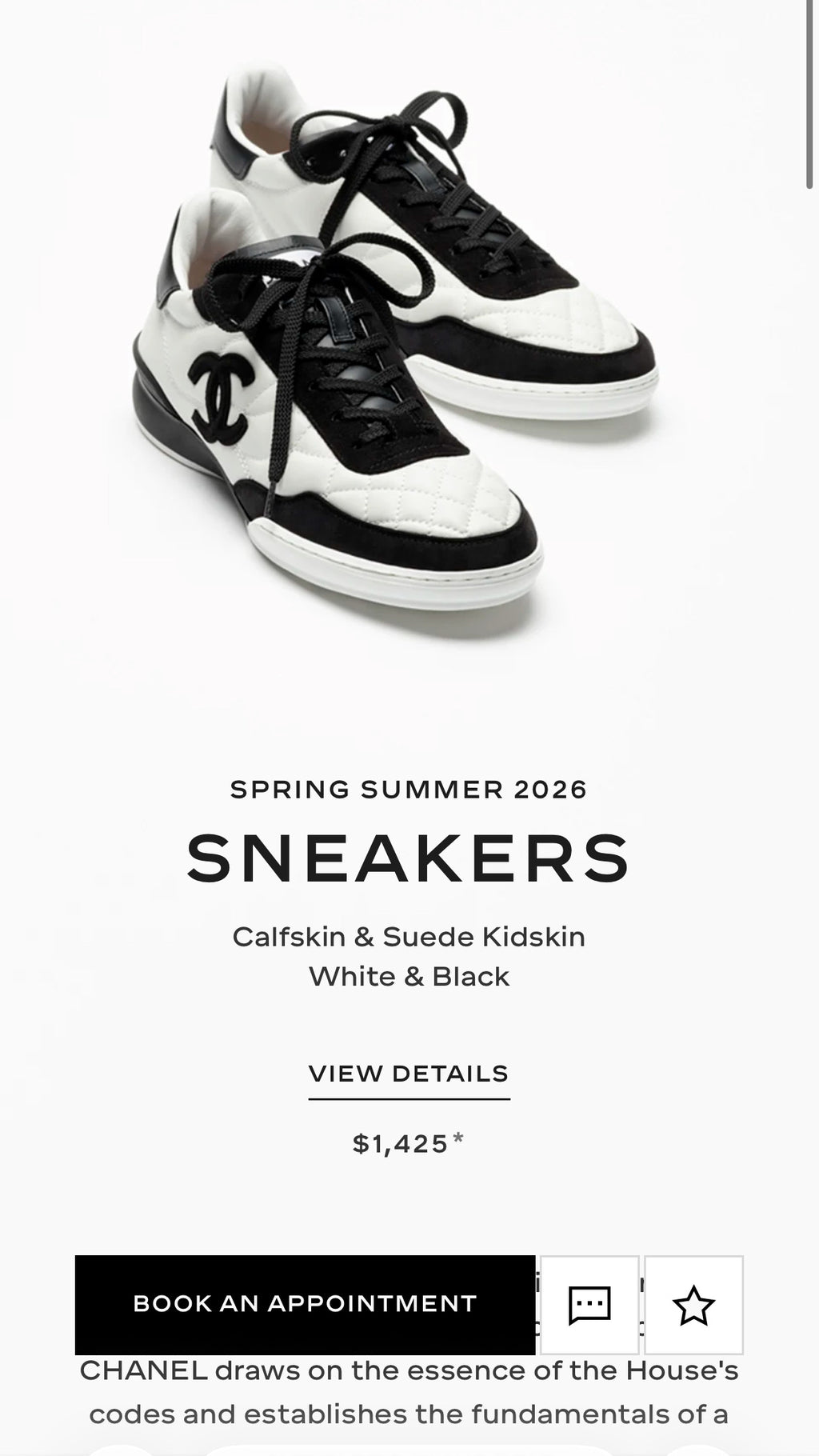 Chanel Quilted Calfskin Low Top Sneakers