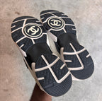 Chanel White/Cream Leather Double CC Sneakers
