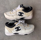 Chanel White/Cream CC Trainers