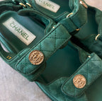 Chanel Green CC Quilted Dad Sandals