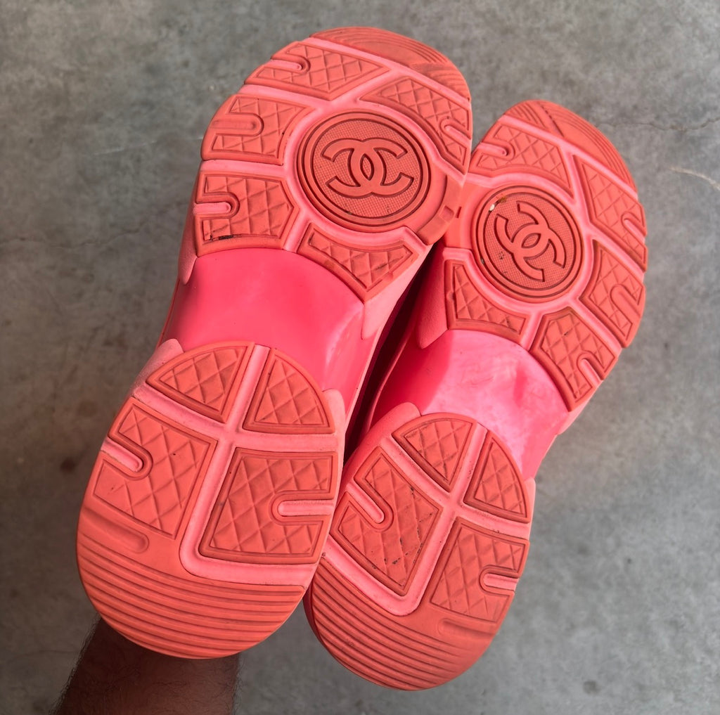 Chanel Pink/Red CC Sneakers
