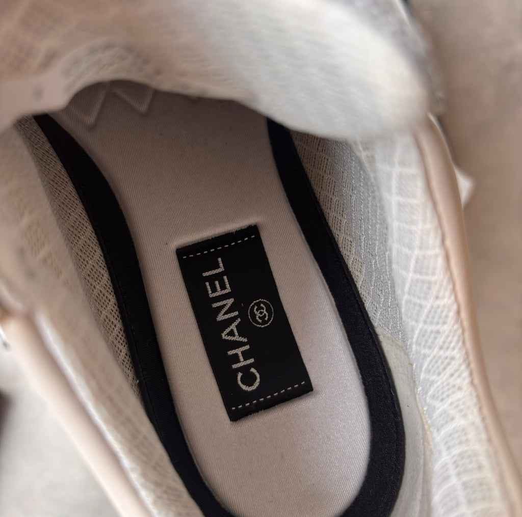 Chanel Grey Quilted CC Trainers
