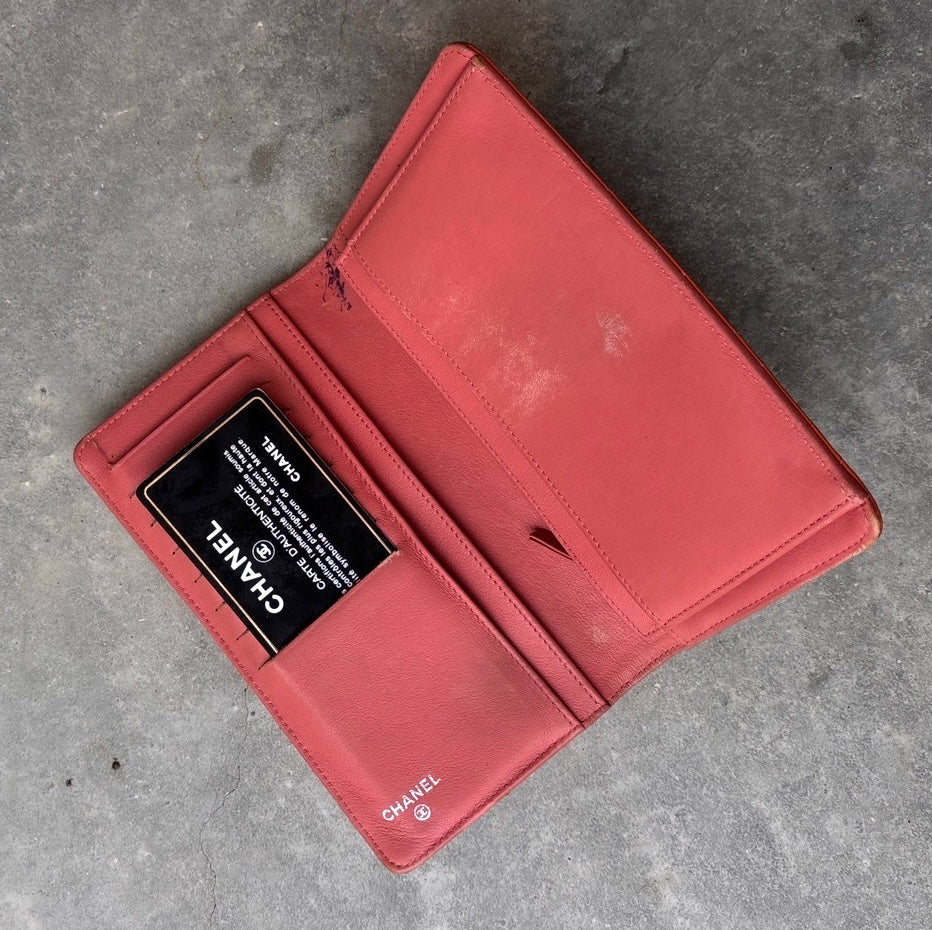 Chanel CC Quilted Peach Wallet