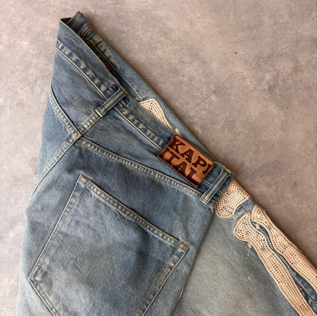 Kapital Indigo Denim Bone Shorts