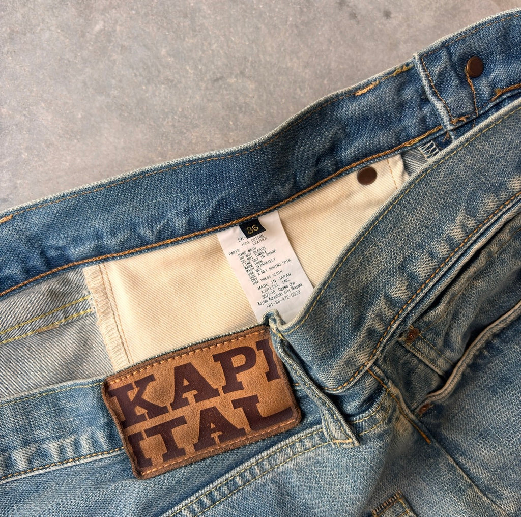 Kapital Indigo Denim Bone Shorts