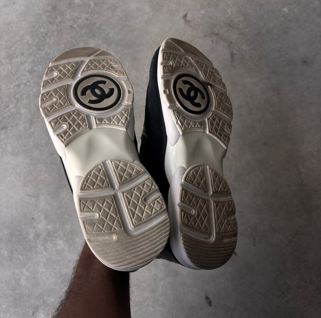 Chanel Grey Quilted CC Trainers