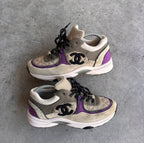 Chanel Grey/Purple Quilted CC Sneakers