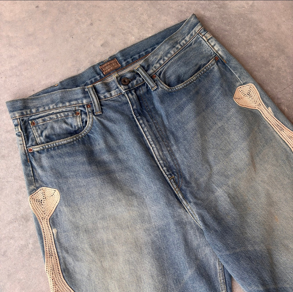 Kapital Indigo Denim Bone Shorts