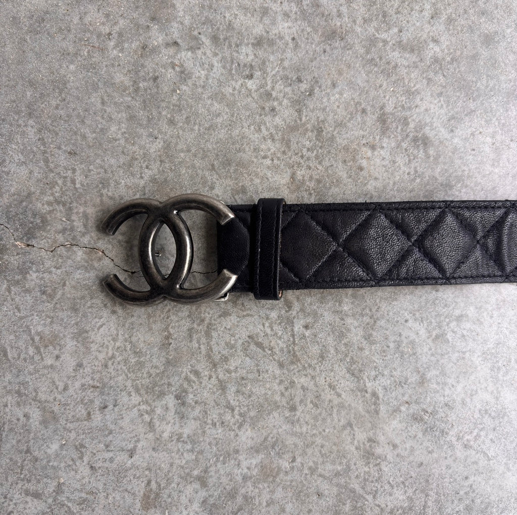 Chanel Quilted Double CC Leather Belt