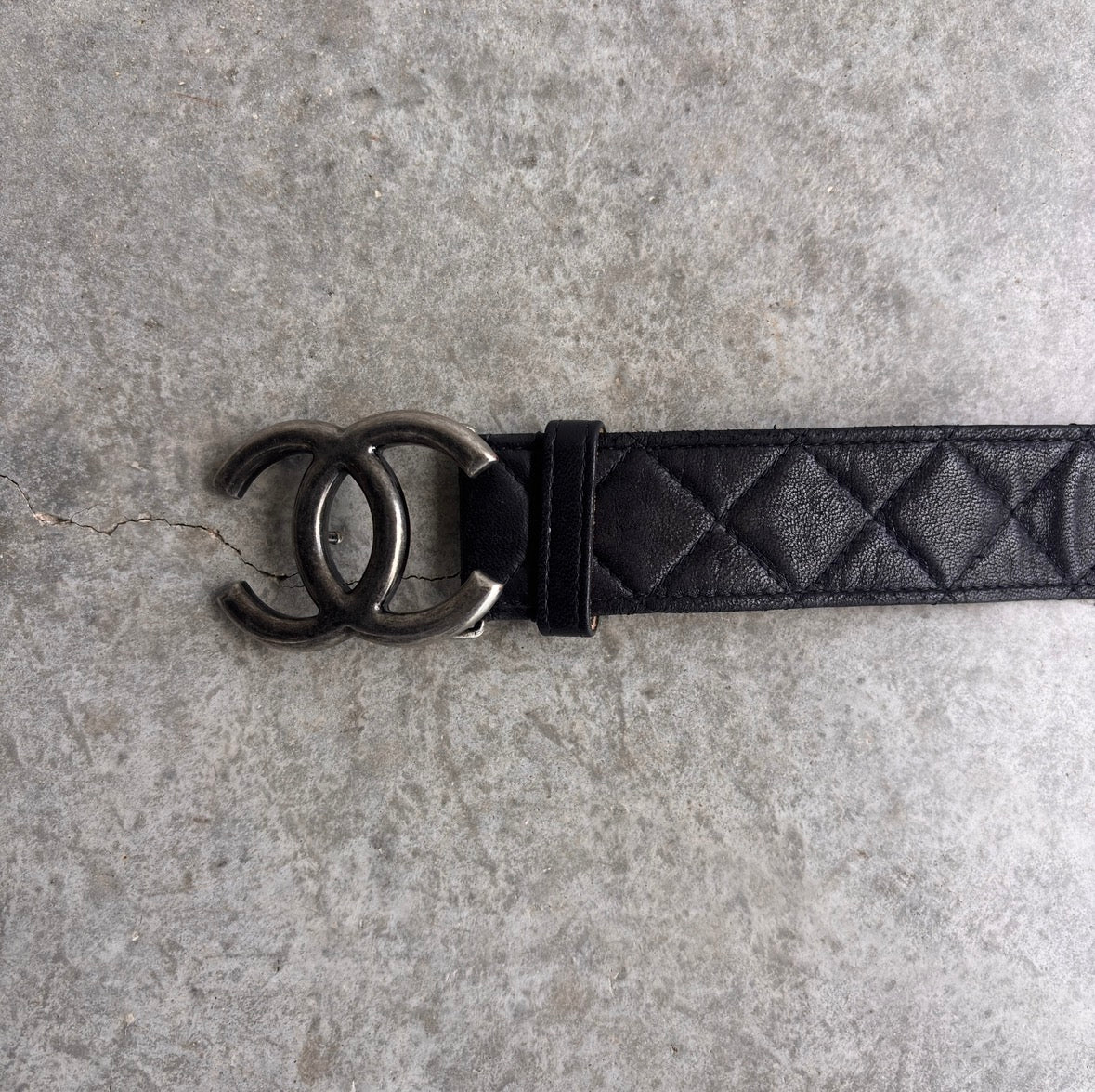 Chanel Quilted Double CC Leather Belt