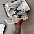 Chanel Grey Quilted CC Trainers
