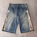Kapital Indigo Denim Bone Shorts
