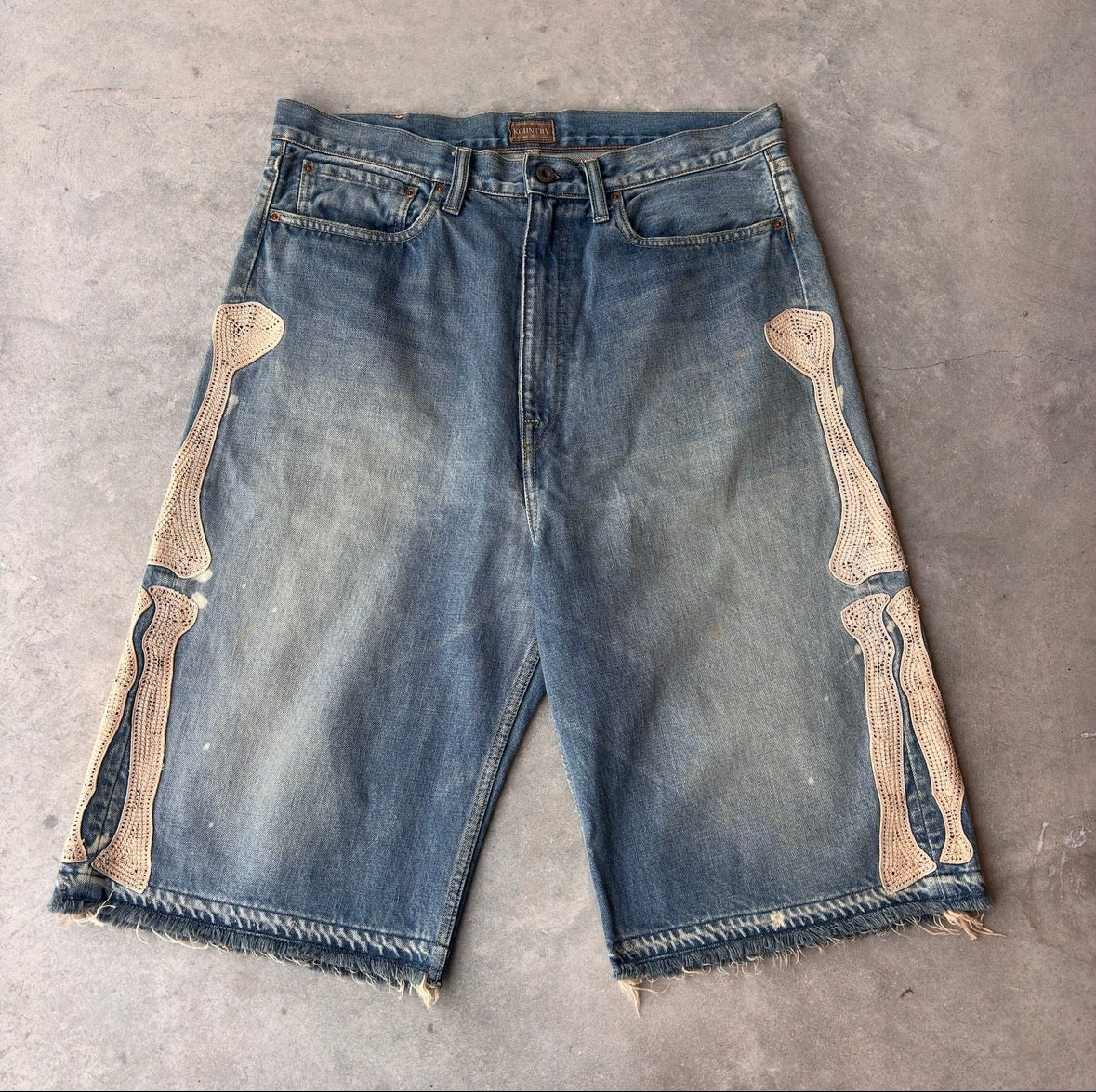Kapital Indigo Denim Bone Shorts