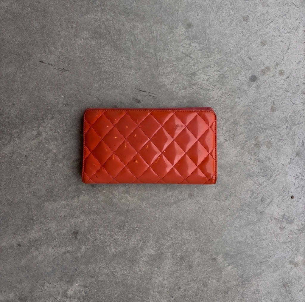 Chanel CC Quilted Peach Wallet