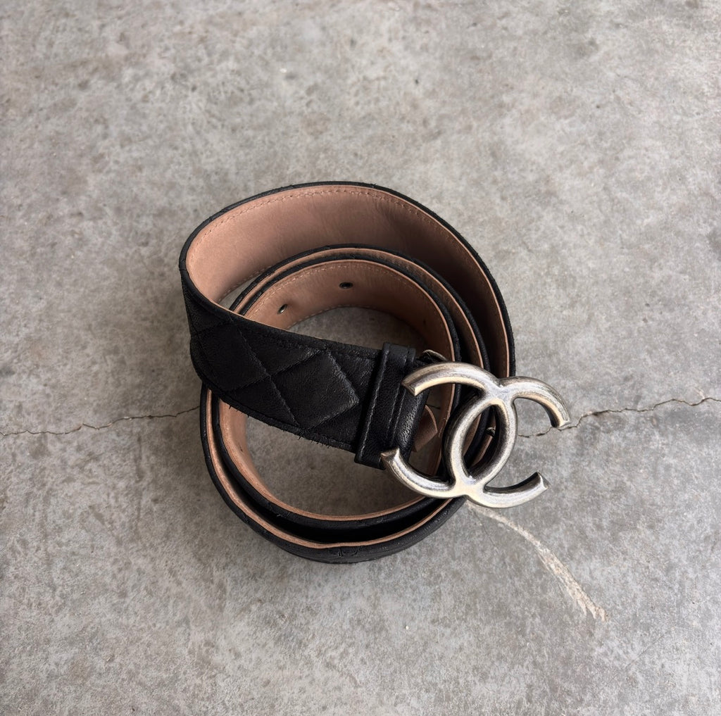 Chanel Quilted Double CC Leather Belt