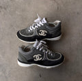Chanel Grey Quilted CC Trainers