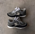 Chanel Grey Quilted CC Trainers