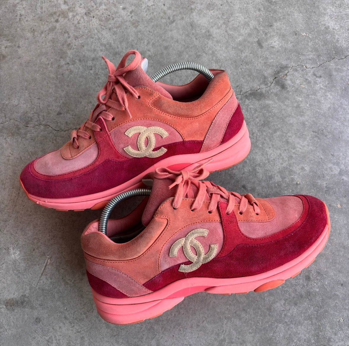 Chanel Pink/Red CC Sneakers