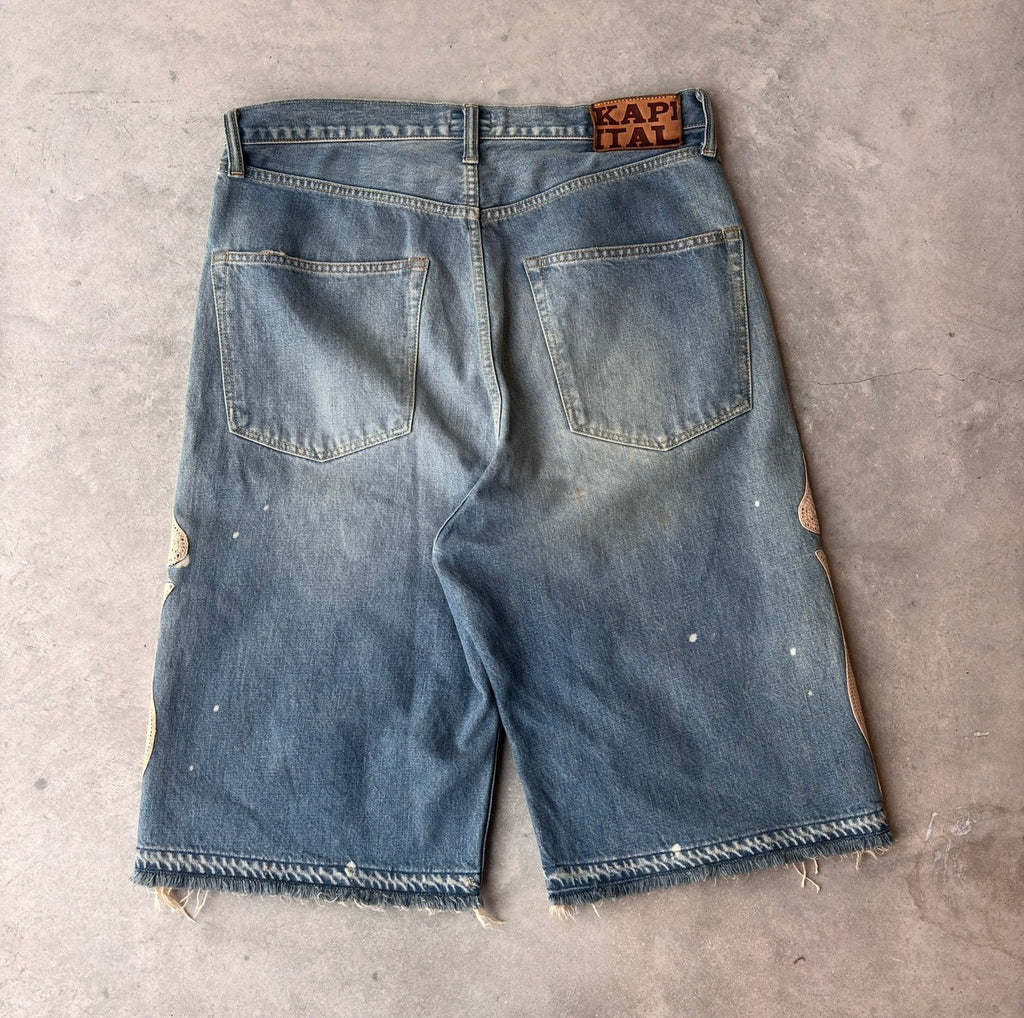 Kapital Indigo Denim Bone Shorts