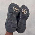 Chanel Black/Grey CC Trainers 42