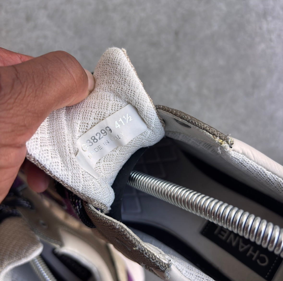 Chanel Grey/Purple Quilted CC Sneakers